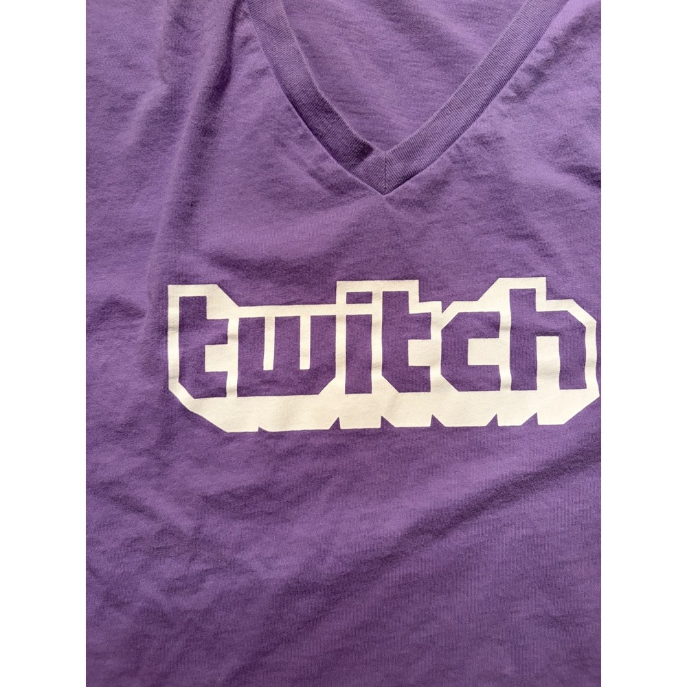 Twitch Logo V-Neck T-Shirt Bella Canvas Purple Mens XL Gaming Streaming Tee - Picture 2 of 8